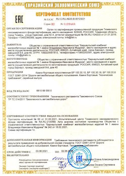 15.04.2022 Горячий Ключ - Приложение к сертификату соответствия железобетонных изделий - бортовые искуственные камни БР